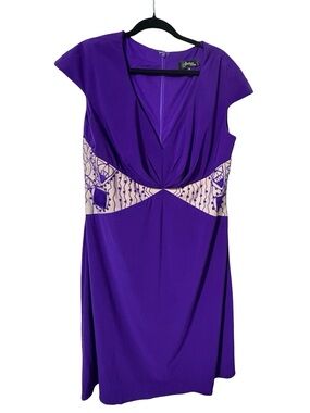 J'Adore Evening Purple Embroidered Cocktail Dress NWOT Size 18
